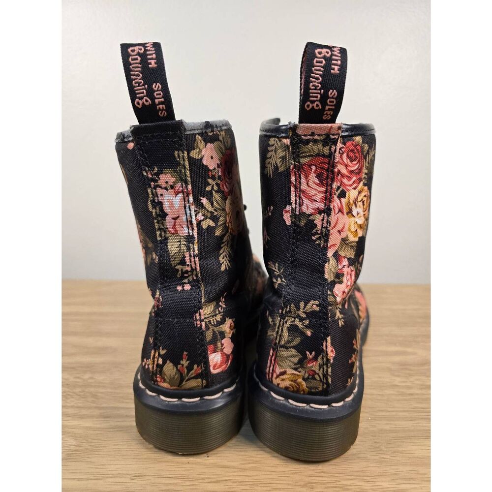 Dr Martens Docs 1460 Victorian Flowers 8 Eye Boots Black Pink Canvas Size 7 - Picture 5 of 7